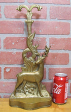 Load image into Gallery viewer, DEER BUCK FOREST Scene Old Doorstop Large Figural Brass Decorative Art Statue