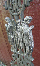 Load image into Gallery viewer, Cross Crucifix Antique Cast Iron Marker Architectural Decorative Art Mary Angels