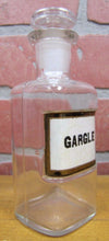 Load image into Gallery viewer, GARGLE Antique Reverse Label Behind Glass Apothecary Bottle Drug Store Pharmacy