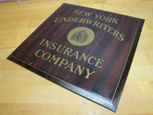 Load image into Gallery viewer, NEW YORK UNDERWRITERS INSURANCE COMPANY Antique Sign American Art Works Ohio