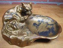 Load image into Gallery viewer, LEOPARD Art Deco Tray Decorative Art Figural Cast Metal Big Cat Tiger Tip Card