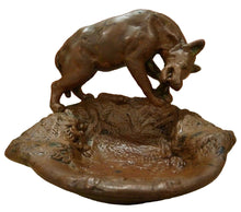 Load image into Gallery viewer, WOLF DOG CHEWING ON BONE PAUL HERZEL Antique Decorative Arts Tray Cigar Ashtray