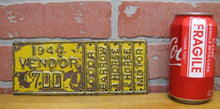 Load image into Gallery viewer, 1944 VENDOR Embossed Tin Truck Auto Plate Sign DOOR BARROW 1 HORSE 2 HORSE MOTOR