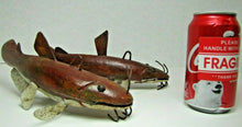 Load image into Gallery viewer, 2 Folk Art Catfish Fishing Decoys RAF Robert Allen Francis Adirondacks NY 1950s