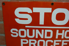 Load image into Gallery viewer, STOP SOUND HORN PROCEED SLOWLY Old Porcelain Sign Railroad Industrial Shop Safety Advertising RMCo NY READY MADE Sign Co New York 12x18