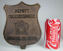 Load image into Gallery viewer, DEPUTY COMMISSIONER HUDSON CO BLVD Old Bronze Badge Plaque Nameplate Advertising Sign Auto Truck Badge