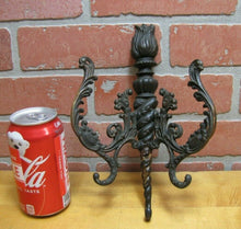 Load image into Gallery viewer, Antique 19c Bronze Flame Finial Ornate Hanger Hooks Decorative Arts Hardware