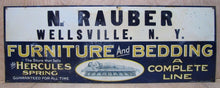 Load image into Gallery viewer, N RAUBER NY FURNITURE BEDDING HERCULES SPRING RAUBER WELLSVILLE NY Old Sign AAW