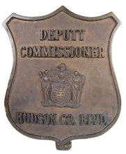 Load image into Gallery viewer, DEPUTY COMMISSIONER HUDSON CO BLVD Old Bronze Badge Plaque Nameplate Advertising Sign Auto Truck Badge