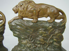 Load image into Gallery viewer, CROUCHING LION Connecticut Foundry c1930 Bookends Decorative Art Statues
