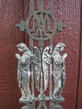 Load image into Gallery viewer, Cross Crucifix Antique Cast Iron Marker Architectural Decorative Art Mary Angels