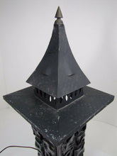 Load image into Gallery viewer, Mid Century Chunk Glass Lamp Multi Color Tin Tiered Top Decorative Art Light