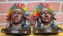 Load image into Gallery viewer, NATIVE AMERICAN INDIAN SITTING BULL Antique Bookends Exquisite Detail Paint