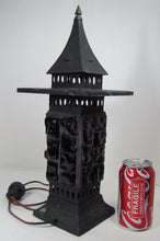 Load image into Gallery viewer, Mid Century Chunk Glass Lamp Multi Color Tin Tiered Top Decorative Art Light