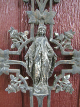 Load image into Gallery viewer, Cross Crucifix Antique Cast Iron Marker Architectural Decorative Art Mary Angels