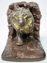 Load image into Gallery viewer, 1920s LION IN CAVE Bookends JUDD Co Figural Cast Iron Decorative Art Book Ends