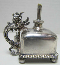 Load image into Gallery viewer, WINGED WARRIOR DRAGON BEAST HELMET Antique Cigar Lighter Meriden Silver Plate Co