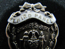 Load image into Gallery viewer, 1908 SHERRIF'S JURY Sterling Silver White Blue Enamel Pinback Medallion Pin