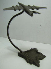 Load image into Gallery viewer, Art Deco Bronze Airplane Tray Ashtray Card Tip Trinket Jet Fighter Plane