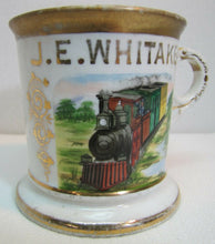 Load image into Gallery viewer, TRAIN CONDUCTOR Antique Occupational Shaving Mug JE Whitaker Aug KERN St LOUIS