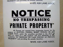 Load image into Gallery viewer, NO TRESPASSING HUNTING FISHING BERRY PICKING Old Uncut 3x Sign PRIVATE PROPERTY