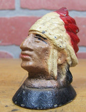 Load image into Gallery viewer, NATIVE AMERICAN INDIAN CHIEF Antique Cast Iron Pencil Holder Paperweight