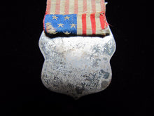 Load image into Gallery viewer, DAUGHTERS OF AMERICA D of A Antique Enamel Medallion Flag Ribbon Bible Pinback