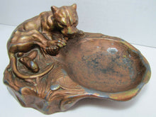 Load image into Gallery viewer, Art Deco Tiger Cougar Tray Figural Big Cat Trinket Card Tip Decorative Arts