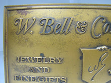 Load image into Gallery viewer, W BELL & Co JEWELRY AND FINE GIFTS Old Solid Brass Store Plaque Ad Sign Griffin