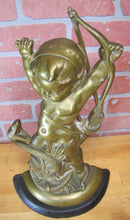 Load image into Gallery viewer, 19c PUTTI CHERUB FIGHTING SERPENT SNAKE Bronze Decorative Arts Doorstop Statue