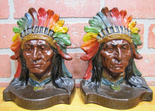 Load image into Gallery viewer, NATIVE AMERICAN INDIAN SITTING BULL Antique Bookends Exquisite Detail Paint