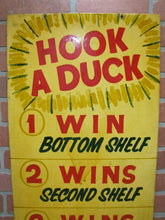 Load image into Gallery viewer, HOOK A DUCK Double Sided Amusement Park Carnival Boardwalk Wood Sign 1 2 3 WINS