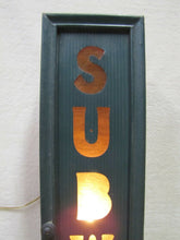 Load image into Gallery viewer, SUBWAY Old Sign back lighted metal front wooden box frame NYC Transportation Ad