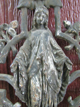 Load image into Gallery viewer, Cross Crucifix Antique Cast Iron Marker Architectural Decorative Art Mary Angels