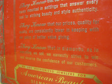Load image into Gallery viewer, AMERICAN BEAUTY DIAMOND RINGS Old Brass Jewelry Store Ad Sign Authorized Jeweler