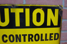 Load image into Gallery viewer, CAUTION RADIO CONTROLLED LOCOMOTIVE IN OPERATION Old Porcelain Sign RR Train
