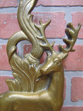 Load image into Gallery viewer, DEER BUCK FOREST Scene Old Doorstop Large Figural Brass Decorative Art Statue