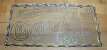 Load image into Gallery viewer, FLEISCHMANN'S CONGRESS HALL MARYLAND RYE Chip Scallop Glass Pre Prohibition Sign