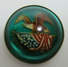 Load image into Gallery viewer, Antique Eagle American Flag Bubble Bowed Front Pin Pinback Horse Briddle Ornate