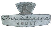 Load image into Gallery viewer, 1940s HAERTEL FUR STORAGE VAULT Sign Art Deco Ornate Store Display Advertising