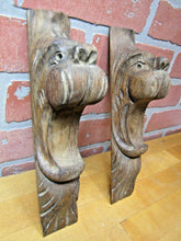 Load image into Gallery viewer, Antique Wood Hand Carved Beast Monster Heads Architectural Hardware Elements