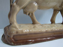 Load image into Gallery viewer, Cow Old Cast Iron Porcelain Enamel Doorstop Farm Butcher Shop Advertising Statue