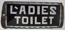 Load image into Gallery viewer, LADIES TOILET Antique Chip Glass Mirror Foil Sign Thick Scalloped Tin Frame ROG