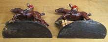 Load image into Gallery viewer, EQUESTRIAN HORSE RIDER LANDSCAPE Old Bookends Figural Cast Iron Detailed