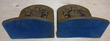 Load image into Gallery viewer, American Eagle Shield Crest Anchors Navy Antique Brass Decorative Art Bookends