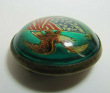 Load image into Gallery viewer, Antique Eagle American Flag Bubble Bowed Front Pin Pinback Horse Briddle Ornate
