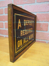 Load image into Gallery viewer, A DEPOSIT REQUIRED ON ALL WORK Original Old Reverse on Glass Wooden Framed Sign
