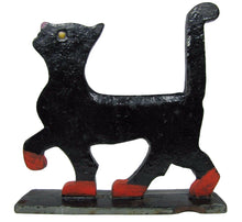 Load image into Gallery viewer, 1920s Folk Art Cast Iron Cat Boot Scraper Kitty Kat Decorative Statue Doorstop
