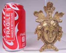 Load image into Gallery viewer, 19c Antique Brass Face Figural Head Decorative Arts Hardware Element High Relief
