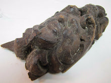 Load image into Gallery viewer, Devil Evil Horned Head Antique Carved Wood Double Headed Eagle Salvage Hardware